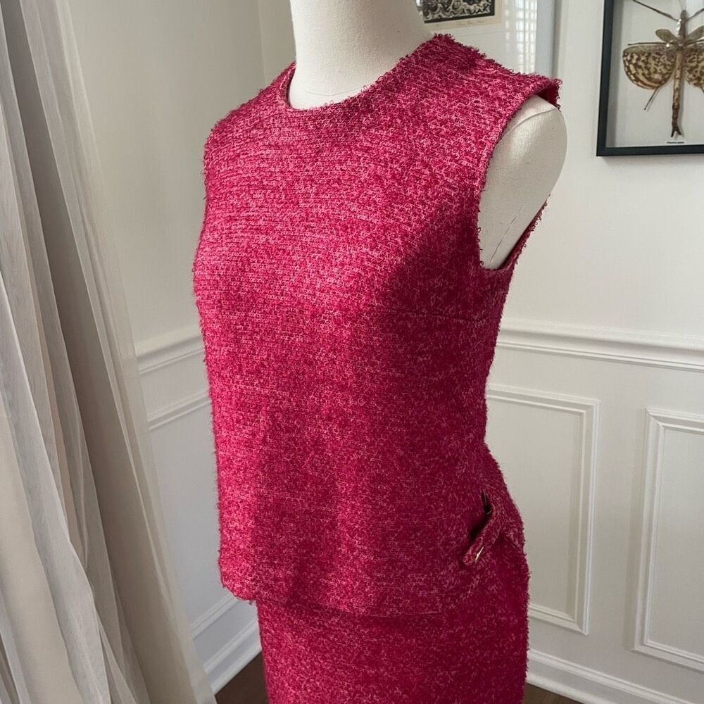 Vintage 60s 2 Piece Skirt Top Raspberry Pink ILGWU XS 4 - Picture 4 of 11